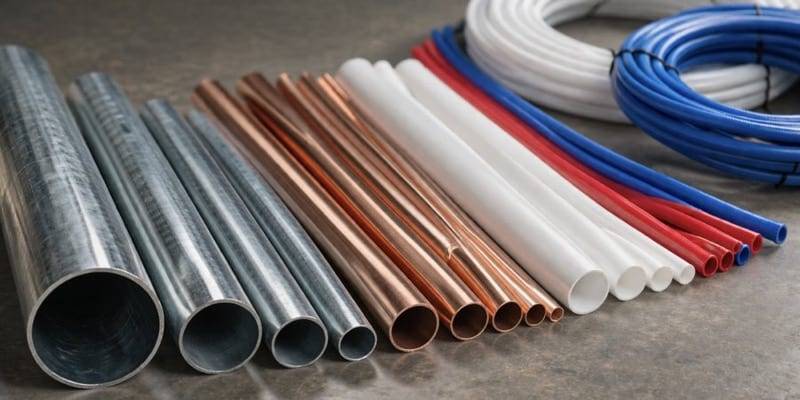 Różne rodzaje rur instalacyjnych — stal, miedź, PP, PEX